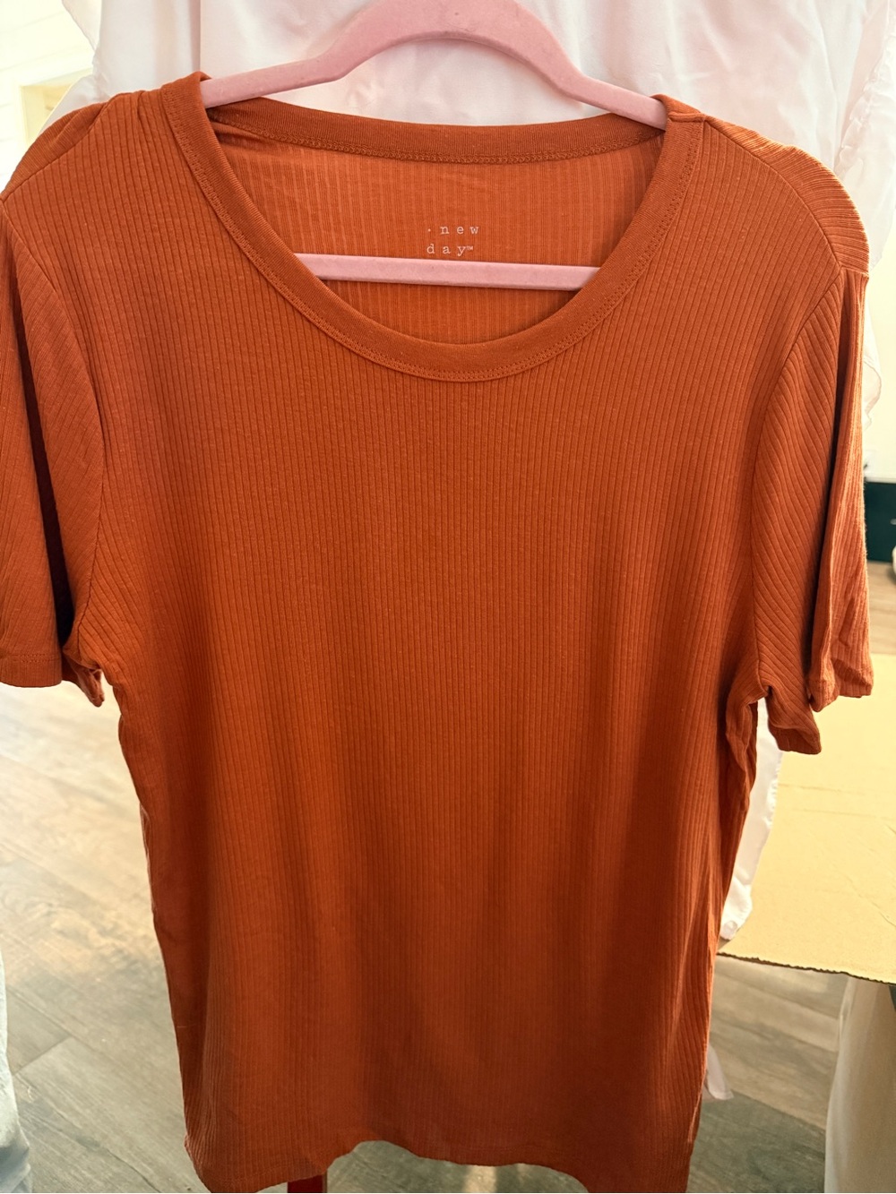 a new day Ribbed Short Sleeve Tee - Rust